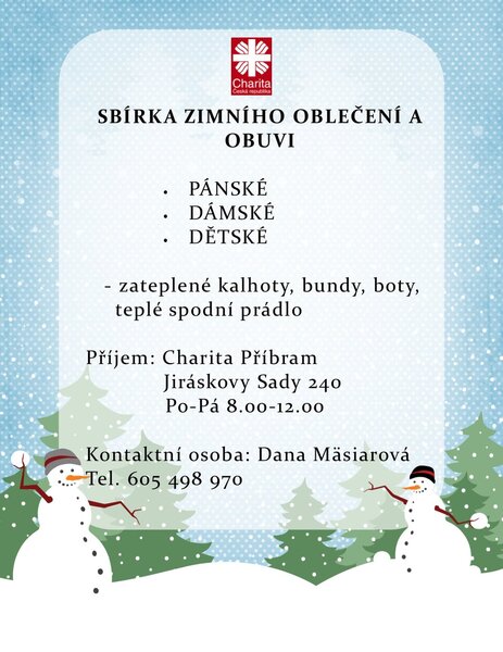 Charita Příbram - sbírka zimního oblečení